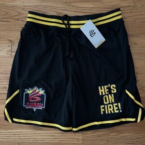 Under Armour Steph Curry X NBA Jam He's on Fire Black Shorts Size Men's Large